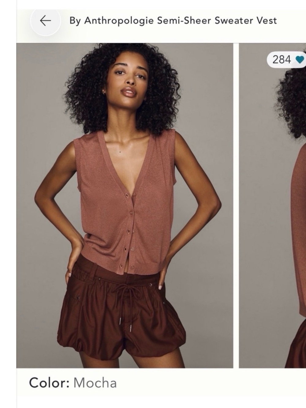 Anthropologie Rust-Brown Sleeveless Button-Front Knit Tank - Picture 3 of 11